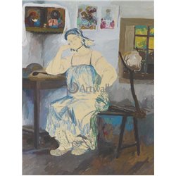 Сидящая баба в интерьере - Модульная картины, Репродукции, Декоративные панно, Декор стен
