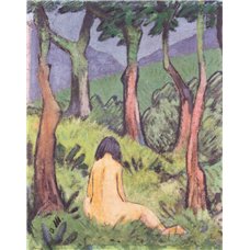Картина на холсте по фото Модульные картины Печать портретов на холсте Сидящая обнаженная под деревьями