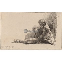 Сидящий на земле обнаженный мужчина - Модульная картины, Репродукции, Декоративные панно, Декор стен