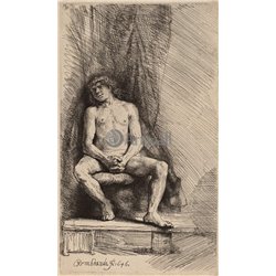 Сидящий обнаженный мужчина - Модульная картины, Репродукции, Декоративные панно, Декор стен
