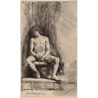 Портреты картины репродукции на заказ - Сидящий обнаженный мужчина