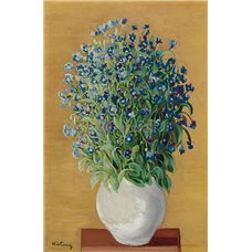 Картина на холсте по фото Модульные картины Печать портретов на холсте Синие цветы в белой вазе