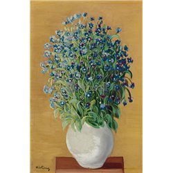 Синие цветы в белой вазе - Модульная картины, Репродукции, Декоративные панно, Декор стен