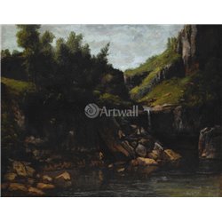 Скалистый пейзаж с водопадом - Модульная картины, Репродукции, Декоративные панно, Декор стен