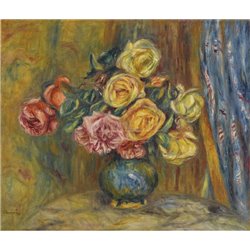 Розы с синей занавеской - Модульная картины, Репродукции, Декоративные панно, Декор стен