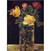 Портреты картины репродукции на заказ - Розы и тюльпаны