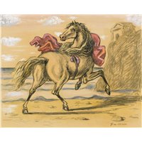 Портреты картины репродукции на заказ - Скачущая лошадь и храм
