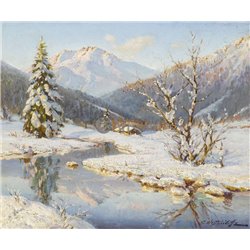 Снежный горный пейзаж - Модульная картины, Репродукции, Декоративные панно, Декор стен