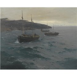 Пейзаж с тремя лодками