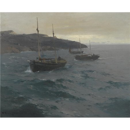 Пейзаж с тремя лодками