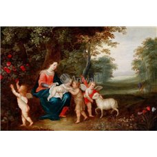 Картина на холсте по фото Модульные картины Печать портретов на холсте Совместно с Питером ван Авонтом - Мадонна с младенцем и Иоанном Крестителем в пейзаже