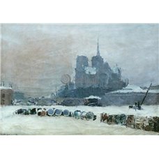 Картина на холсте по фото Модульные картины Печать портретов на холсте Собор Парижской Богоматери, снег