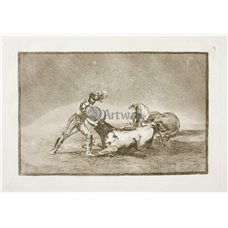 Картина на холсте по фото Модульные картины Печать портретов на холсте Тавромахия - лист 9. Испанский рыцарь убивает быка после потери коня