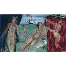 Картина на холсте по фото Модульные картины Печать портретов на холсте Три обнаженнных и корабль