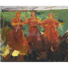 Картина на холсте по фото Модульные картины Печать портретов на холсте Три крестьянки с граблями