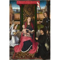 Портреты картины репродукции на заказ - Триптих Мадонна с младенцем, св. Георгием, ангелом и донатором, центральная панель
