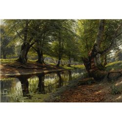 Река в долине и олени