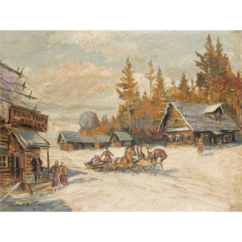 Русская деревня под снегом