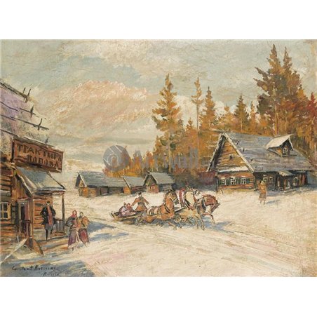 Русская деревня под снегом