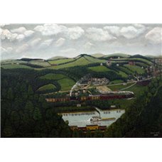 Картина на холсте по фото Модульные картины Печать портретов на холсте Холмы и реки, пароход в сонной лощине