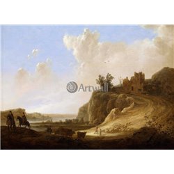 Холмистый пейзаж с руинами замка - Модульная картины, Репродукции, Декоративные панно, Декор стен
