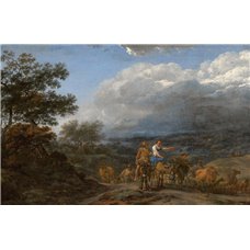 Картина на холсте по фото Модульные картины Печать портретов на холсте Холмистый пейзаж с пастухами и стадом