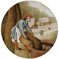 Портреты картины репродукции на заказ - Фламандские пословицы - Фермер льет в источник
