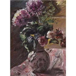 Хризантемы и розы в кувшине - Модульная картины, Репродукции, Декоративные панно, Декор стен
