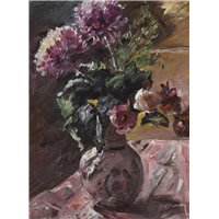 Портреты картины репродукции на заказ - Хризантемы и розы в кувшине