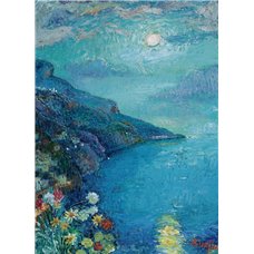 Картина на холсте по фото Модульные картины Печать портретов на холсте Цветы средиземноморья в лунном свете