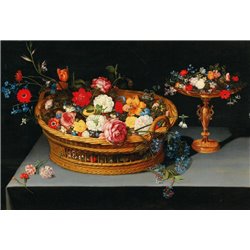 Цветы в корзине и в вазе - Модульная картины, Репродукции, Декоративные панно, Декор стен