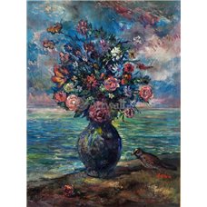 Картина на холсте по фото Модульные картины Печать портретов на холсте Цветы на берегу моря и птица
