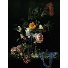 Картина на холсте по фото Модульные картины Печать портретов на холсте Цветочный натюрморт с часами