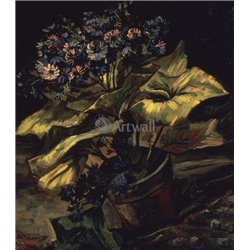 Цветочный горшок с цинерарией - Модульная картины, Репродукции, Декоративные панно, Декор стен
