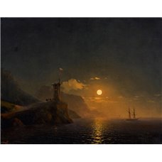 Картина на холсте по фото Модульные картины Печать портретов на холсте Часовня у побережья в лунную ночь