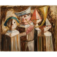 Картина на холсте по фото Модульные картины Печать портретов на холсте Четверо детей с трубой