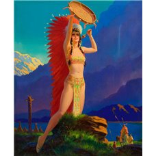 Картина на холсте по фото Модульные картины Печать портретов на холсте Эглстон Эдвард «Индейская девушка с тамтамом»