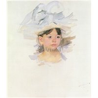Портреты картины репродукции на заказ - Эллен в большой голубой шляпе
