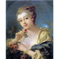 Юная женщина с букетом из роз - Модульная картины, Репродукции, Декоративные панно, Декор стен