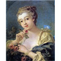 Портреты картины репродукции на заказ - Юная женщина с букетом из роз