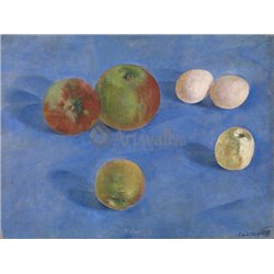 Яблоки на синей скатерти - Модульная картины, Репродукции, Декоративные панно, Декор стен