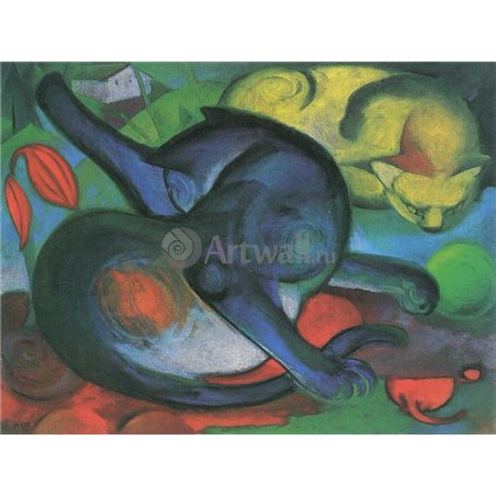 Синяя и желтая кошки