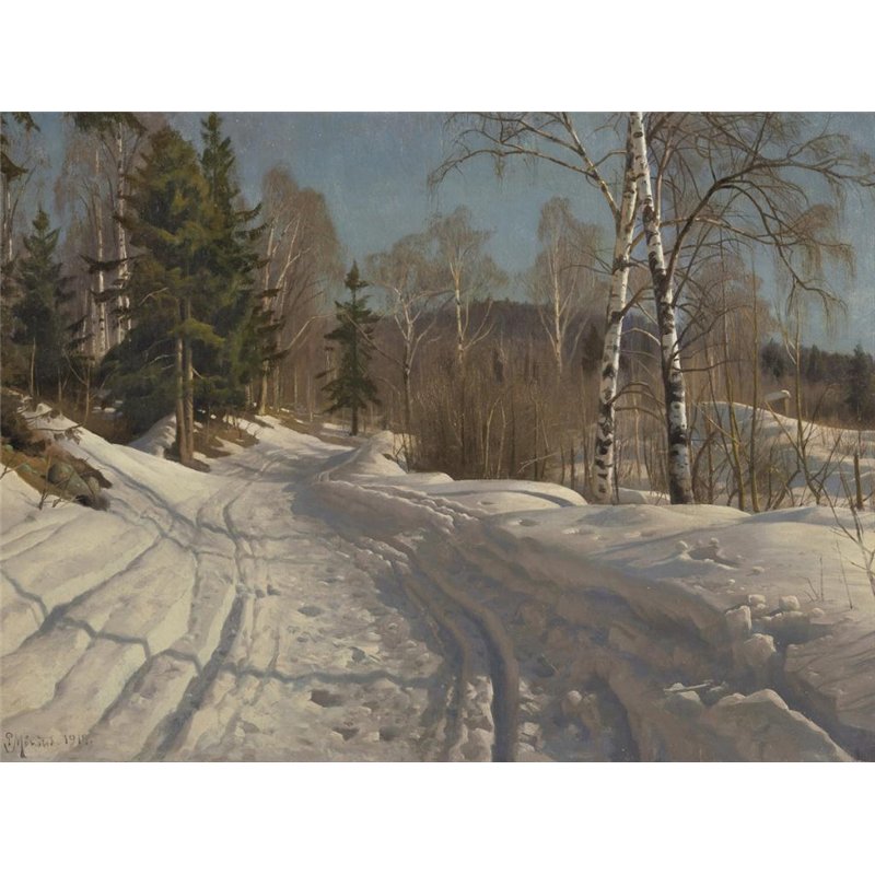 Солнечный зимний день в лангсете, Лиллехаммер Норвегия