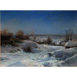 Украинская ночь зимой - Модульная картины, Репродукции, Декоративные панно, Декор стен