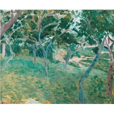 Картина на холсте по фото Модульные картины Печать портретов на холсте Уголок среди деревьев любви, Понт-Авен