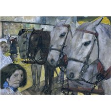 Картина на холсте по фото Модульные картины Печать портретов на холсте Трамвайные лошади на дамбе в Амстердаме