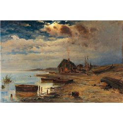 Сцена в сумерках на побережье Балтийского моря