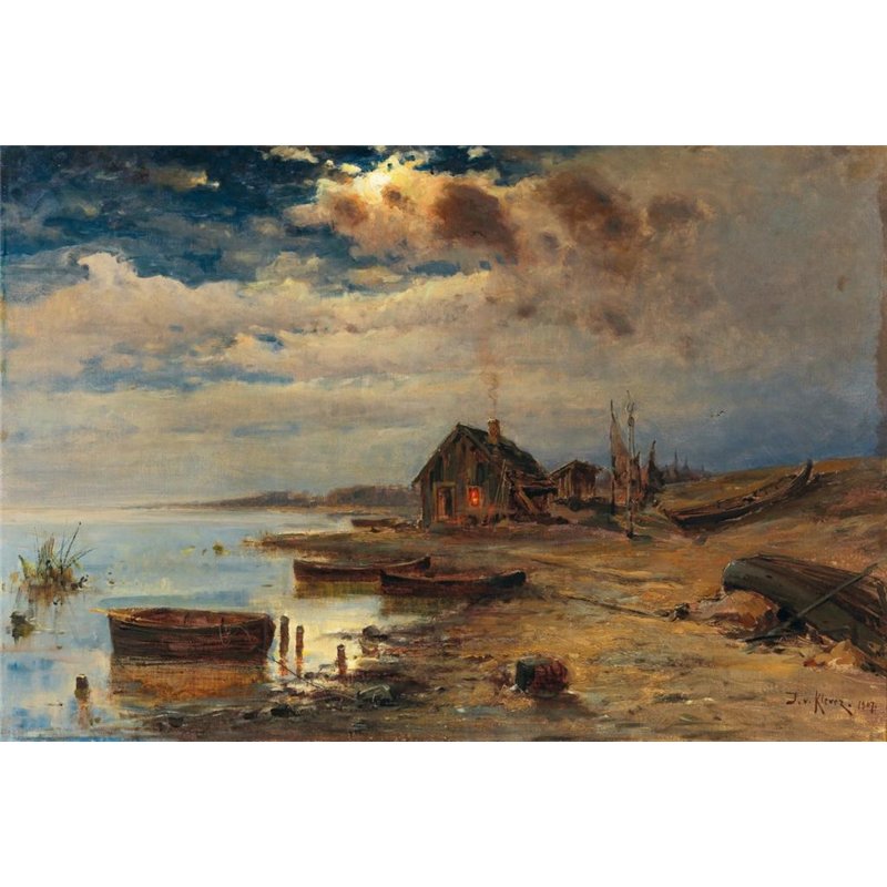 Сцена в сумерках на побережье Балтийского моря