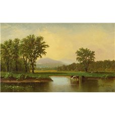 Картина на холсте по фото Модульные картины Печать портретов на холсте Суйдам Генри «Пейзаж с коровами»