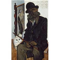 Картина на холсте по фото Модульные картины Печать портретов на холсте Старик с котом